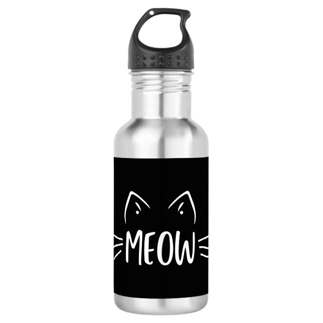 Meow Cat Stainless Steel Water Bottle (Front)