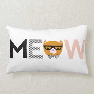 Meow cat throw pillow