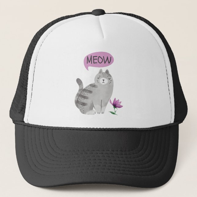 Meow Cat Trucker Hat (Front)