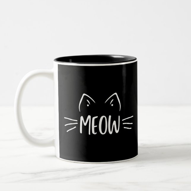 Meow Cat Two-Tone Coffee Mug (Left)