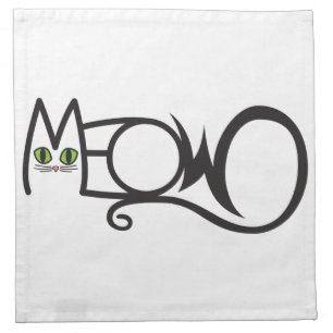 Meow Cat Typography Cloth Napkin