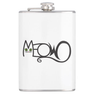 Meow Cat Typography Flask