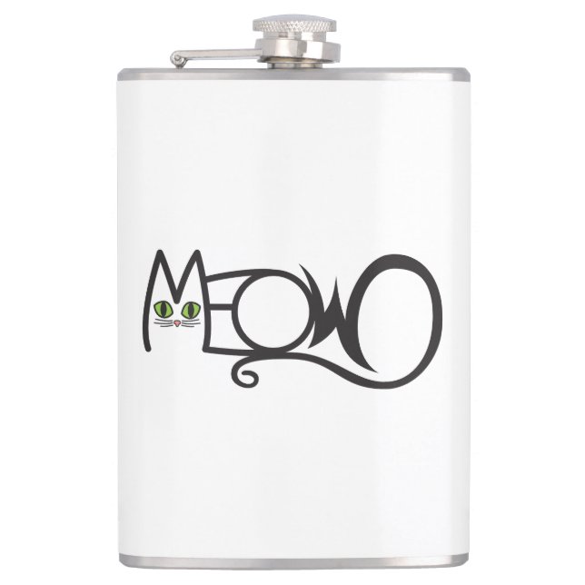 Meow Cat Typography Flask (Front)