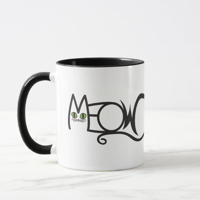 Meow Cat Typography Mug (Left)