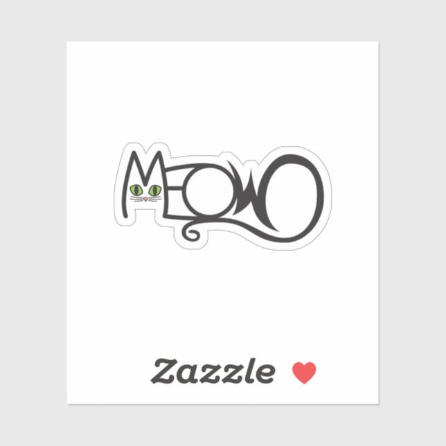 Meow Cat Typography Sticker (Sheet)