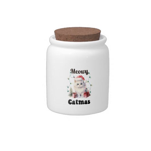 Meow Catmas lights Candy Jar