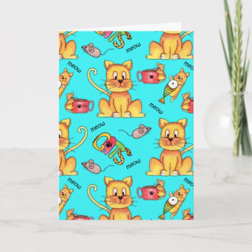 Meow Cats Aqua Funny Cat Lady Birthday