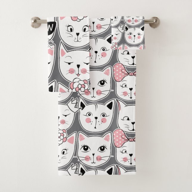 Meow Cats Bath Towel Set (Insitu)