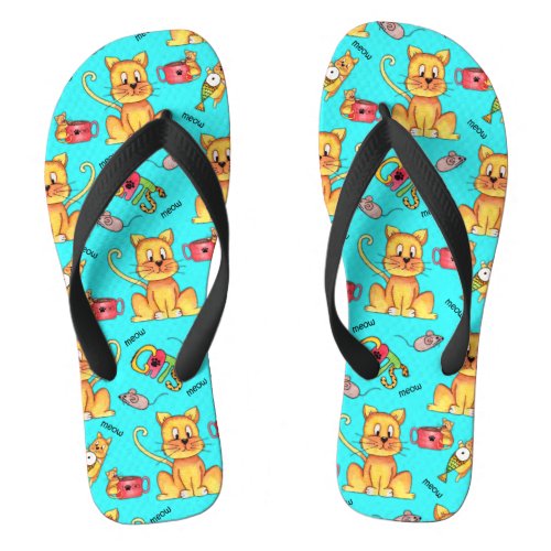 Meow Cats Cute Mischievous Kittens Flip Flops