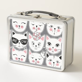 Meow Cats Metal Lunch Box by BlayzeInk at Zazzle