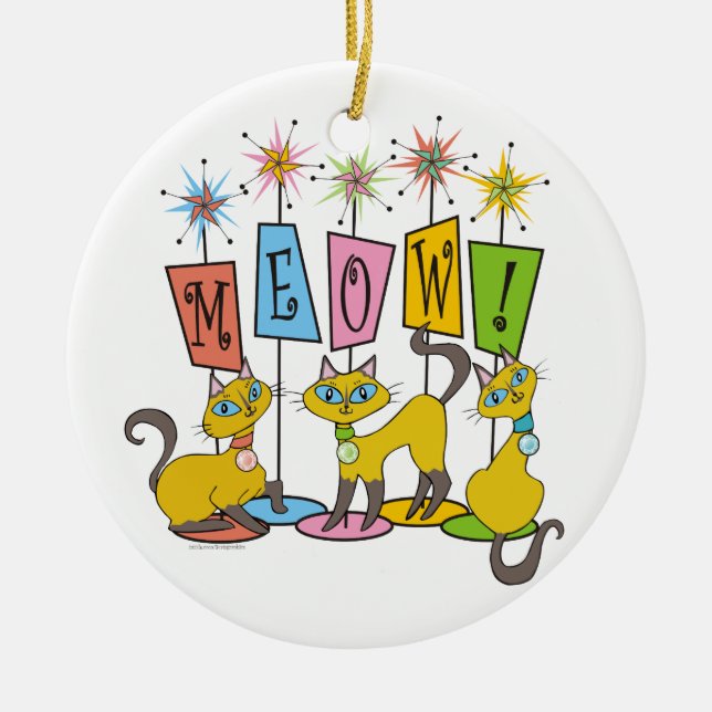 Meow! Ceramic Ornament (Front)