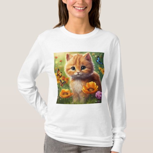 Meow_Chic Womens Cat Graphic Tee T_Shirt