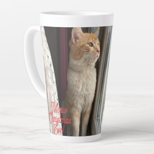Meow Christmas' Eve , photo,text, replacable  Latte Mug (Left Angle)