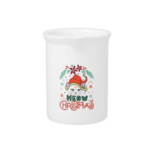 Meow Christmas, Merry Christmas Beverage Pitcher