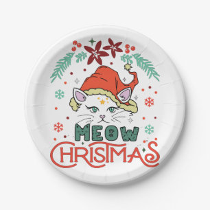 Meow Christmas, Merry Christmas Paper Plates