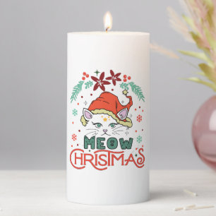 Meow Christmas, Merry Christmas Pillar Candle
