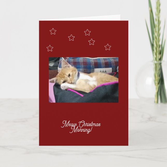 Meow Christmas ,photo, text,  replacable Holiday Card (Front)