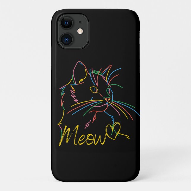 meow colorful cat case for ipone (Back)
