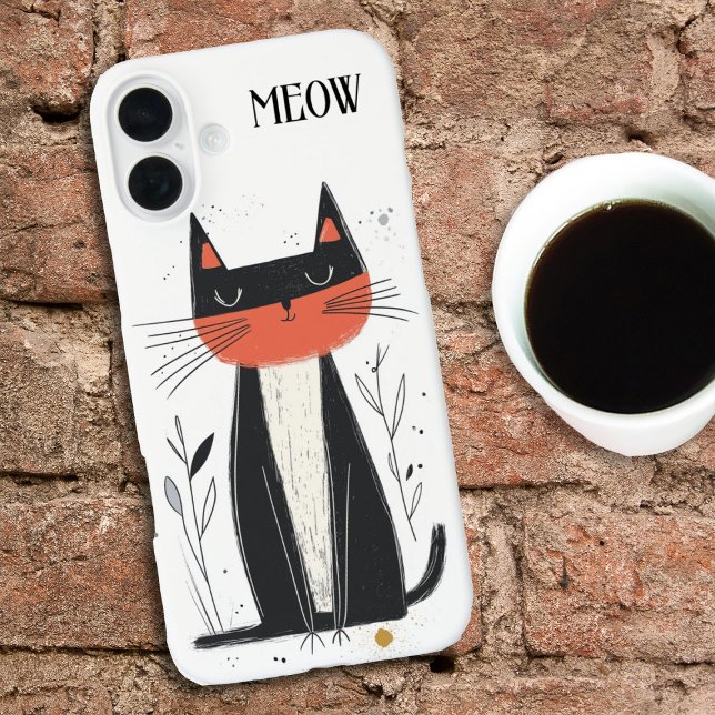 Meow.  Confident Cat Illustration Case-Mate iPhone Case (Creator Uploaded)
