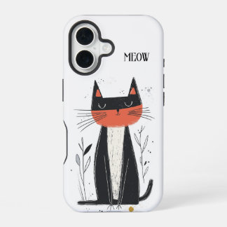 Meow. Confident Cat Illustration iPhone 16 Case