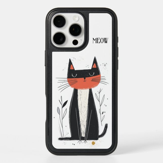 Meow.  Confident Cat Illustration Otterbox iPhone Case (Back)