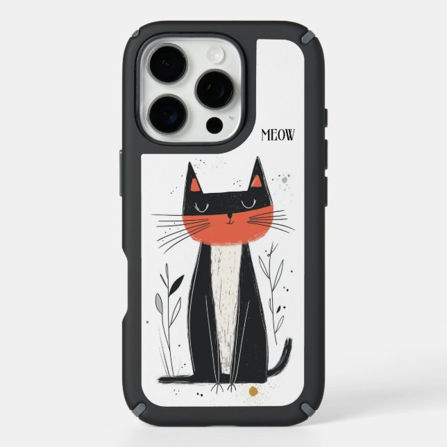 Meow.  Confident Cat Illustration Speck iPhone Case (Front)