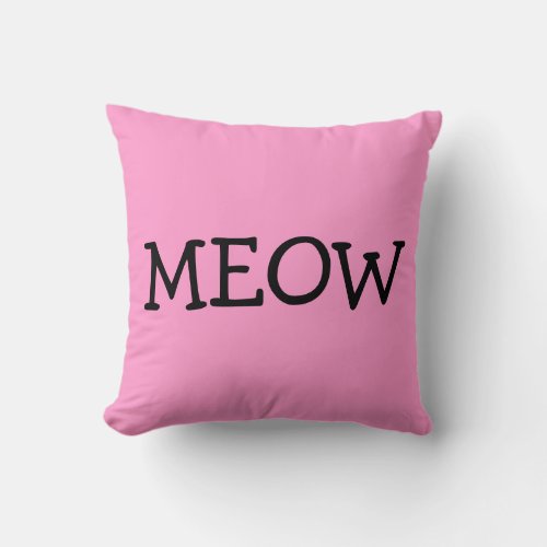 MEOW Cotton Throw Pillow Pink Throw Pillow