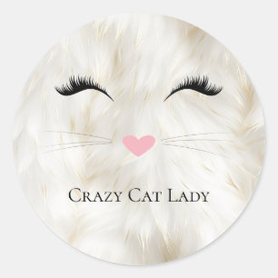 Meow Crazy Cat Lady Classic Round Sticker