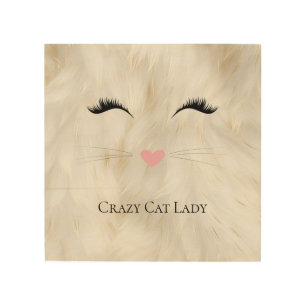 Meow Crazy Cat Lady Wood Wall Art