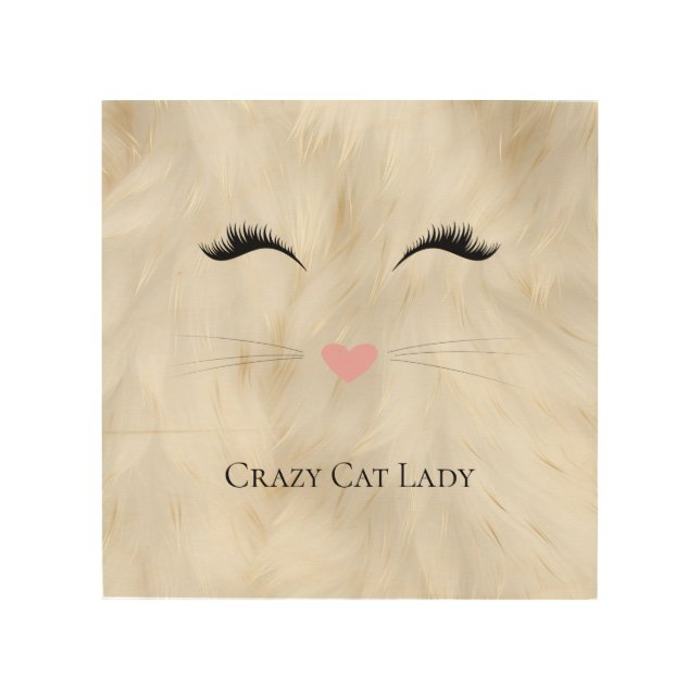 Meow Crazy Cat Lady Wood Wall Art (Front)
