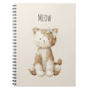 Meow Cream Tan Cat Bow Notebook