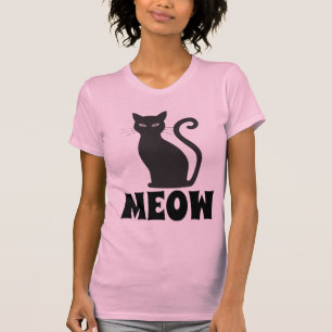 MEOW CUTE BLACK CAT T-SHIRTS