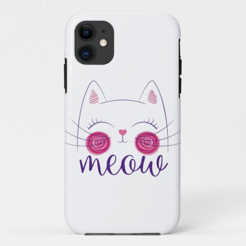 Meow Cute Cat Face Funny Costume product for Cat iPhone 11 Case