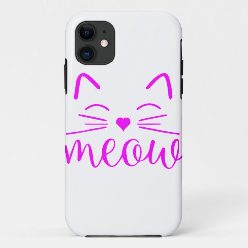 Meow Cute Cat Face Funny Costume product for Cat iPhone 11 Case