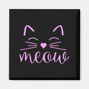 Meow Cute Cat Face Funny Quote For Cat Fans  Magnet