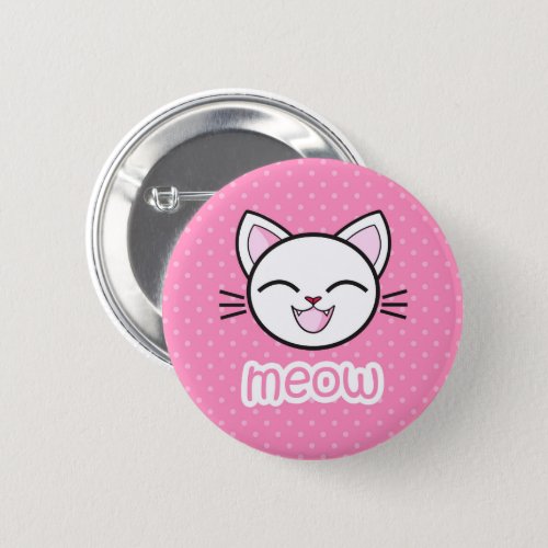 Meow Cute Cat Pinback Button