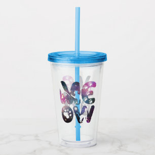 Meow – Cute Cat Silhouettes and Paw Prints Design Acrylic Tumbler