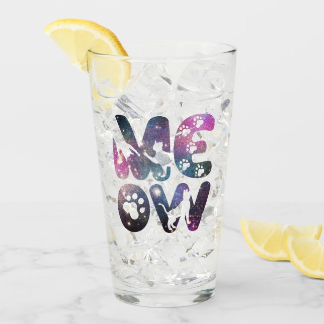 Meow – Cute Cat Silhouettes and Paw Prints Design Glass (Front Ice)