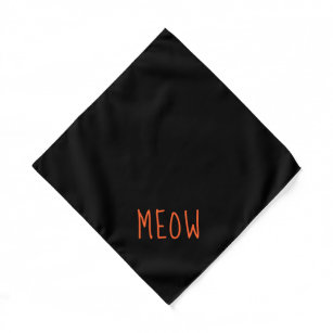 Meow Cute Orange Text Small Black Pet Bandana