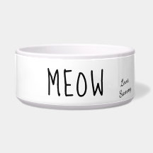 Meow Cute Text Black & White Personalized Pet