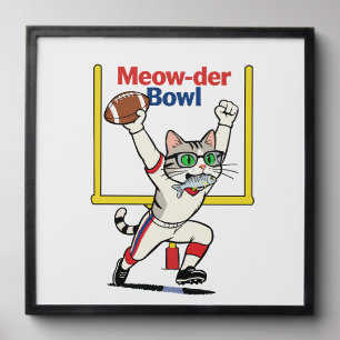 Meow-der Bowl Champion Cat Football Peel And Stick Photo Tile