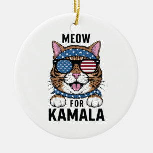 Meow For Kamala Election Cat Lady Gift Ceramic Ornament