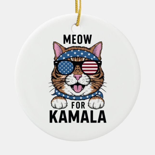 Meow For Kamala Election Cat Lady Gift  Ceramic Ornament (Front)