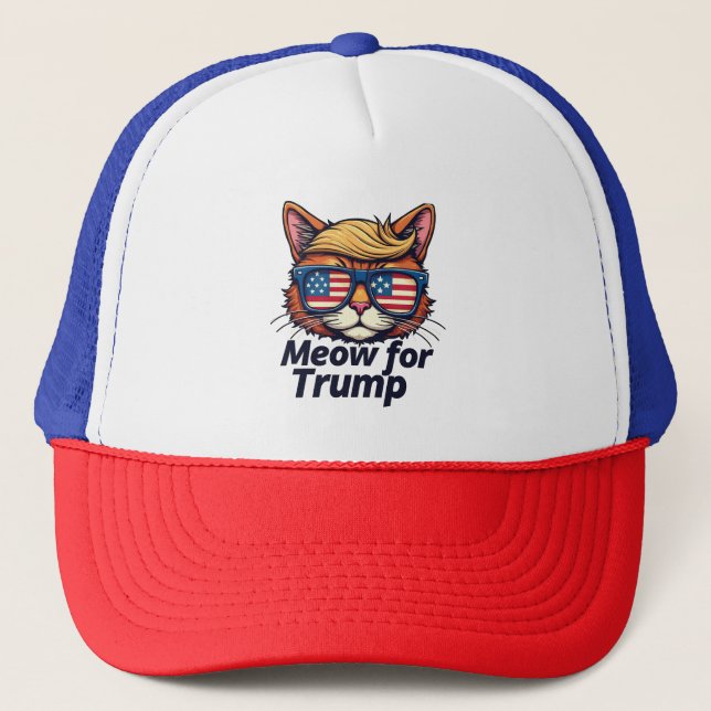 Meow for Trump Make Cats Safe Again  Election Trucker Hat (Front)