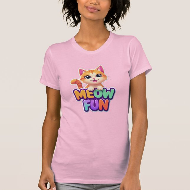 Meow Fun - Cute Smiling Cat T-Shirt (Front)