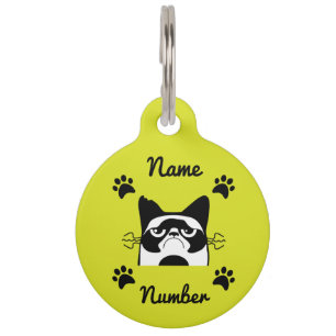 meow funny cat lovers accessories pet tag