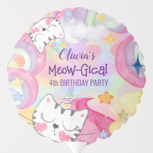 Meow-gical caticorn birthday balloon