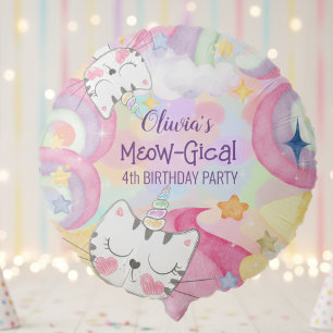Meow-gical caticorn birthday balloon