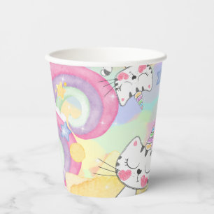 Meow-gical caticorn birthday paper cup