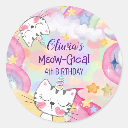 Meow_gical caticorn birthday sticker